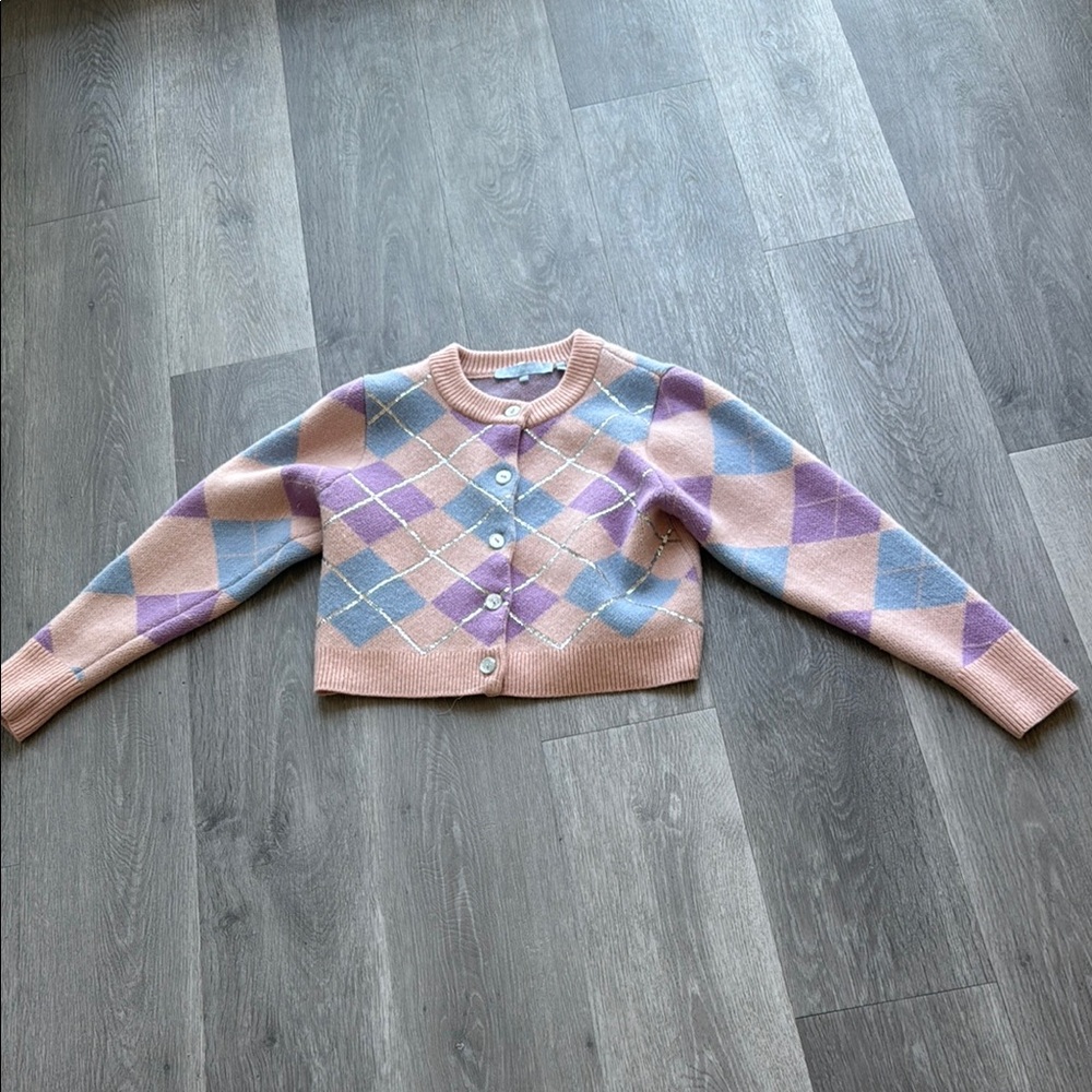 Hill House Argyle Cardigan - Pink and Purple